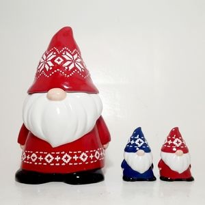 Bico Red Christmas Gnome Cookie Jar Salt Pepper